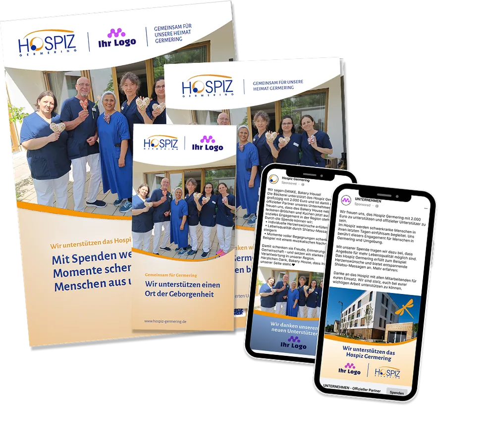 Media-Kit des Hospiz Germering: Poster, Flyer, Postkarten und digitale Grafiken